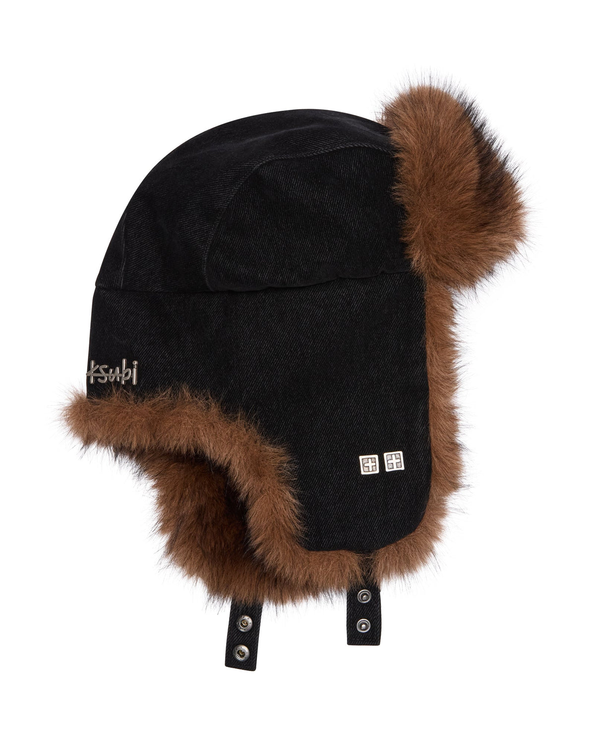 Trapper Hat Flocked Black Headwear - Black