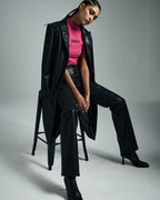 Womens Zephyr Duster Black Relaxed Jackets - Black