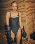Womens Precious Bodysuit Black Fitted Fashion Tops - Black