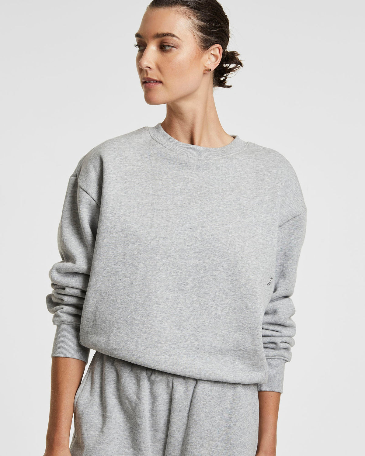 Womens 3 X 4 Klassic Crew Grey Marl Regular Fleece - Grey