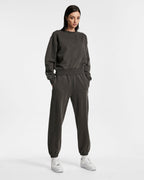 Womens 3 X 4 Klassic Crew Charcoal Regular Fleece - Grey