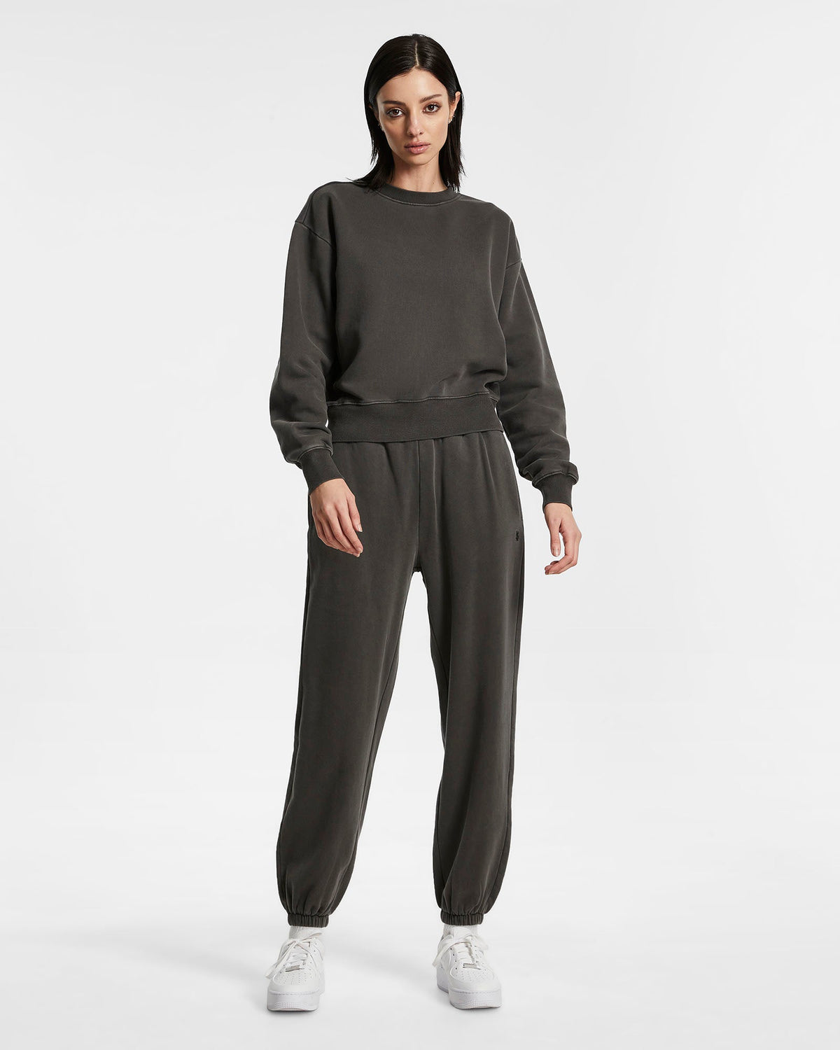 Womens 3 X 4 Klassic Crew Charcoal Regular Fleece - Grey