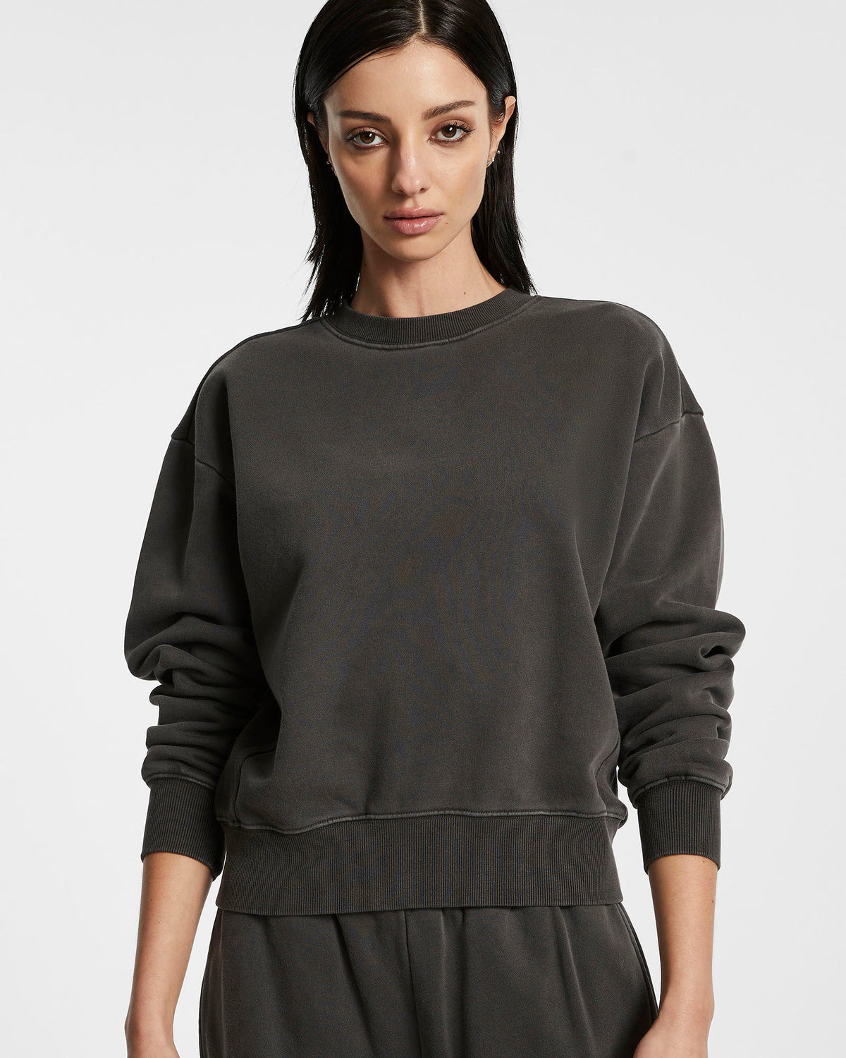 Womens 3 X 4 Klassic Crew Charcoal Regular Fleece - Grey