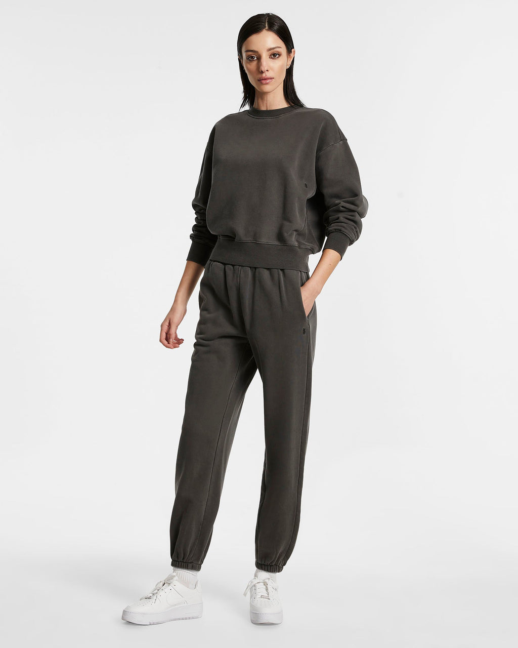 Womens 3 X 4 Klassic Crew Charcoal Regular Fleece - Grey
