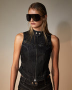 Womens Paradigm Gilet Midnight Slim Fashion Tops - Black