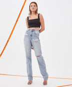 WOMENS RACY CROP TOP BLACK FLASH FASHION TOPS