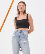 WOMENS RACY CROP TOP BLACK FLASH FASHION TOPS