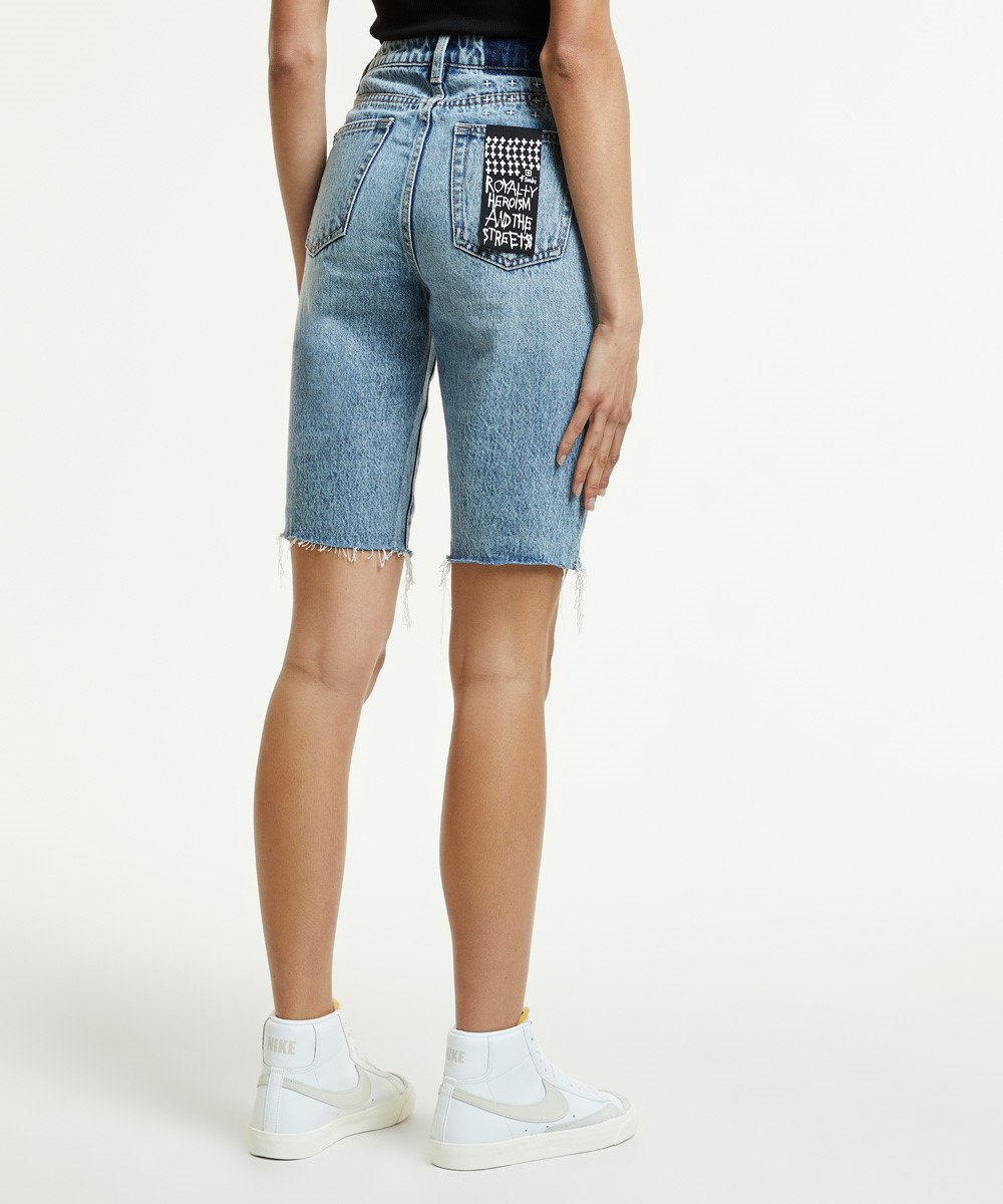 Womens App Laye Vibez Ruins Slim Walkshorts - Denim