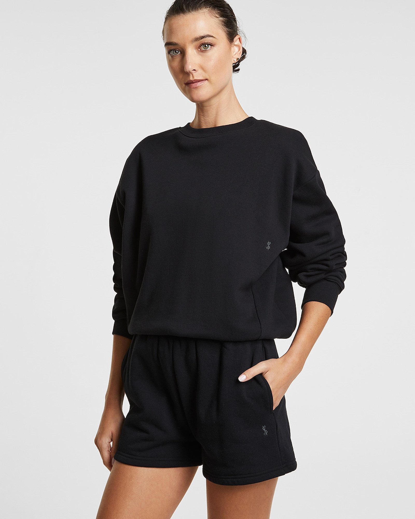 WOMENS  3 X 4 KLASSIC CREW JET BLACK REGULAR FLEECE