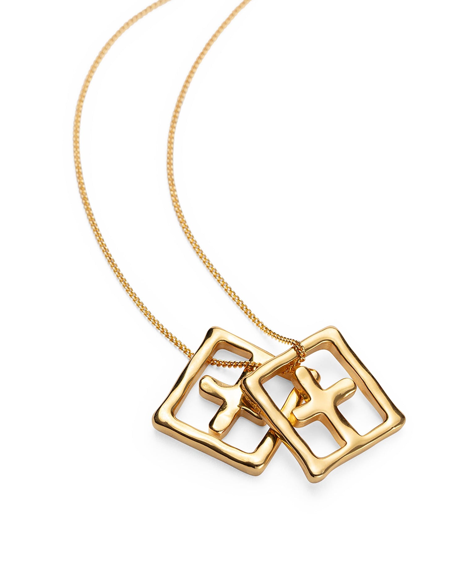 18K DRIPPS BOX CROSS NECKLACE