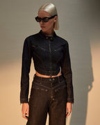 Womens Paradigm Crop Jacket Midnight Cropped Jackets - Black