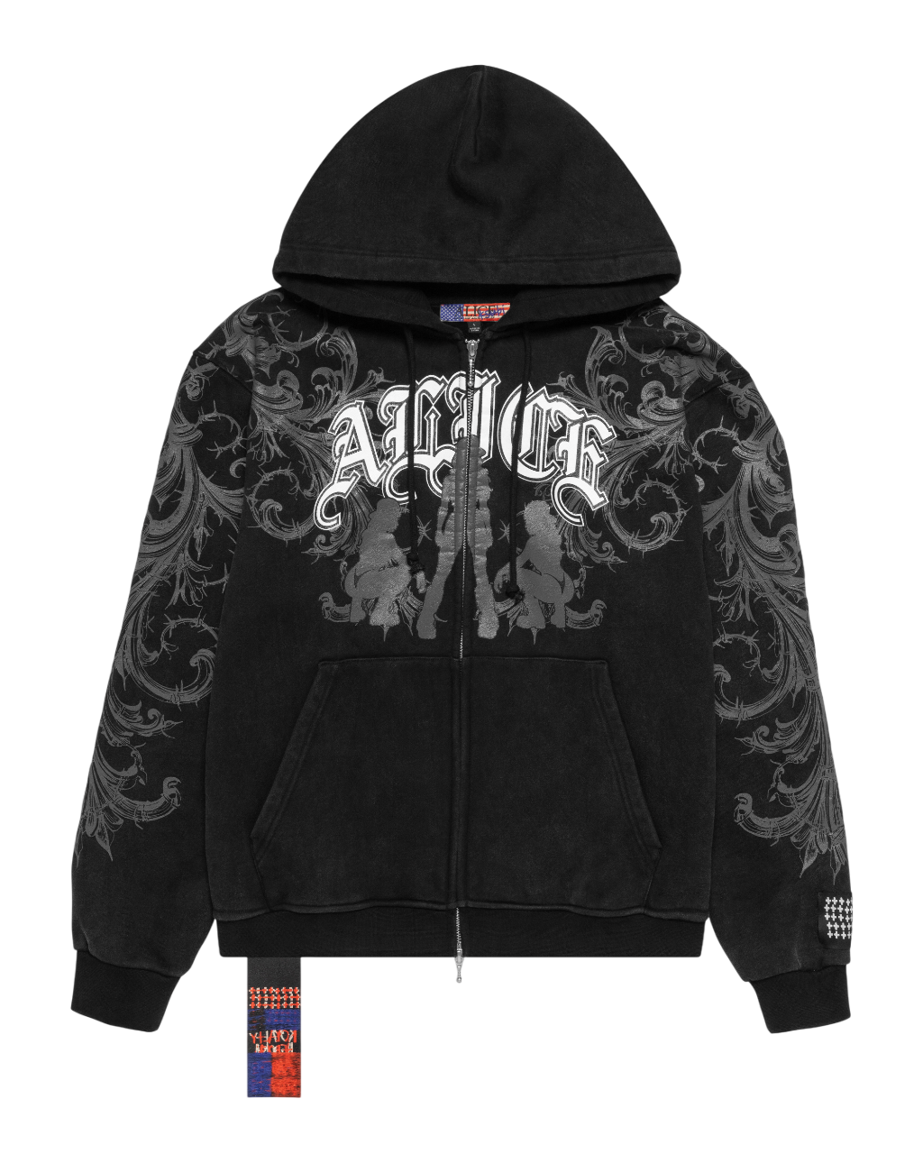 KSUBI X ALICE HOLLYWOOD GRAPHIC ZIP HOODIE BLACK