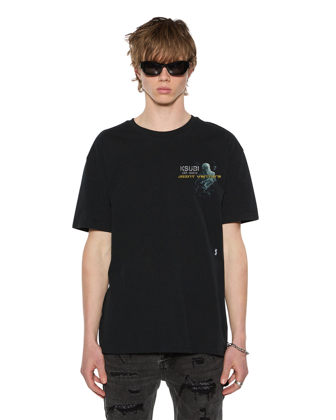 Mens Internet Fog Bige Ss T Jet Blk Oversized Tees - Black
