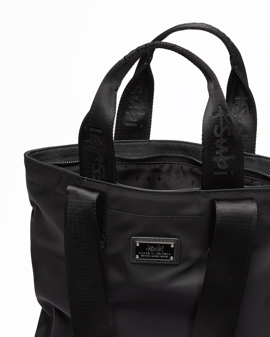 MADE IN HEAVEN NYLON LEATHER TOTE BLACK BAGS