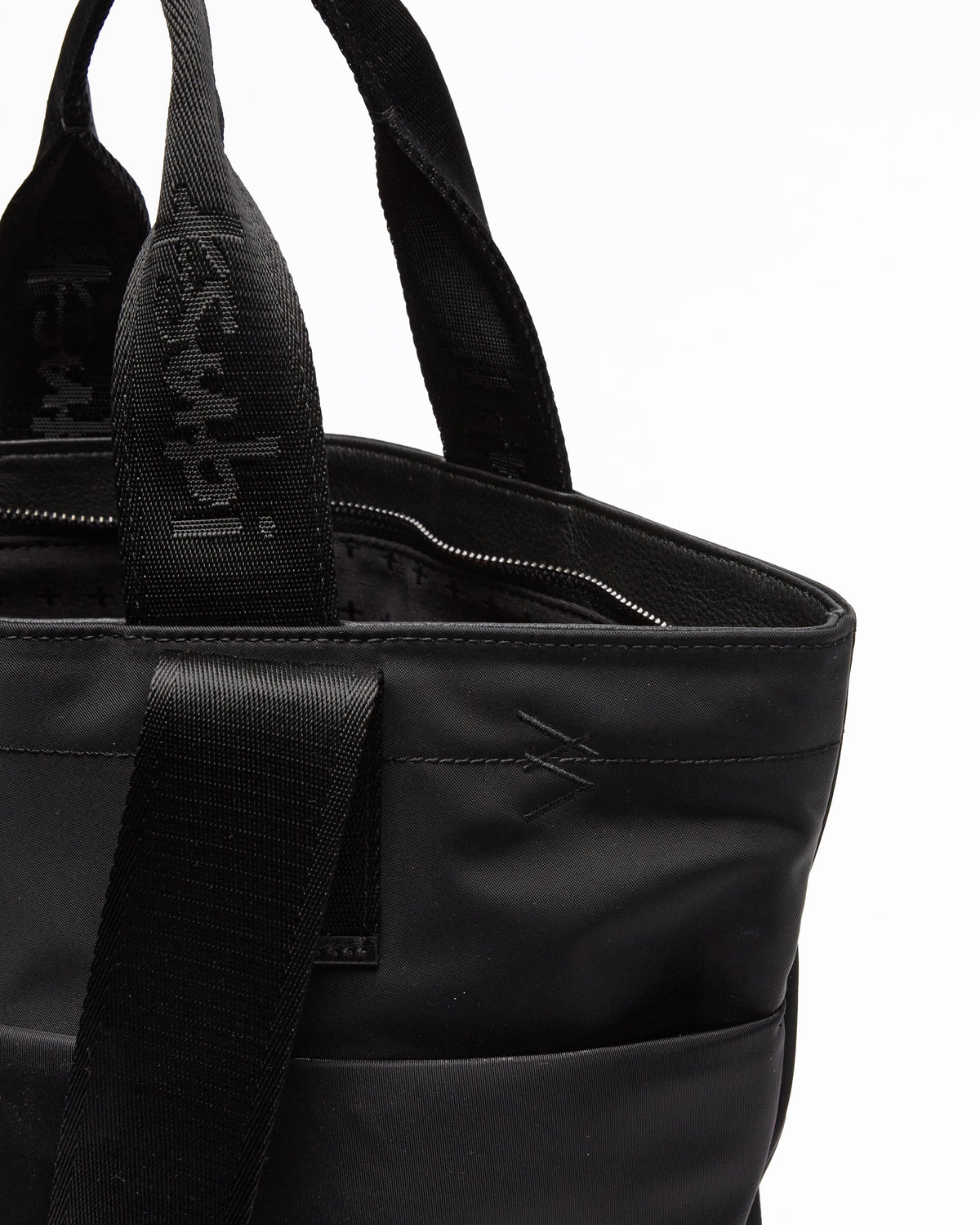 MADE IN HEAVEN NYLON LEATHER TOTE BLACK BAGS
