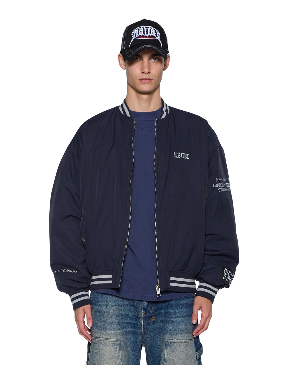 MENS ROYALTY MA-1 BOMBER NAVY JACKETS