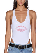 Womens Varsity Lara Bodysuit White Slim Fashion Tops - White