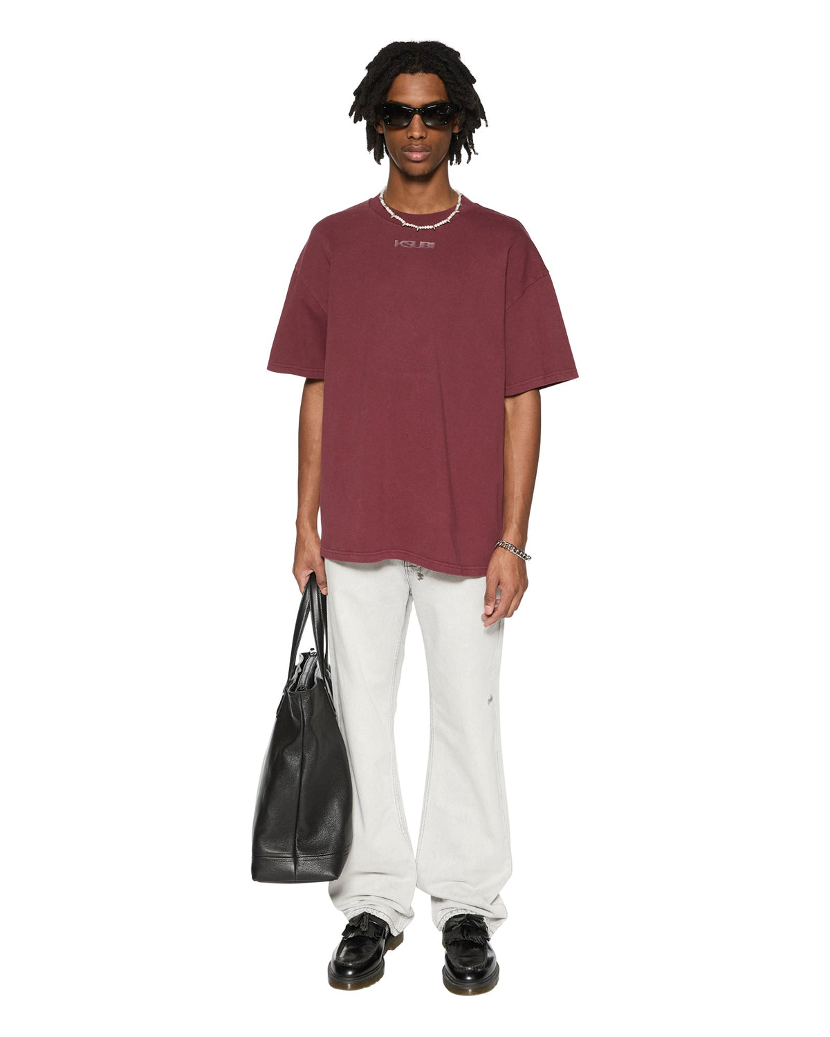 Mens Bronko White Snow Bootcut Denim Jeans - White