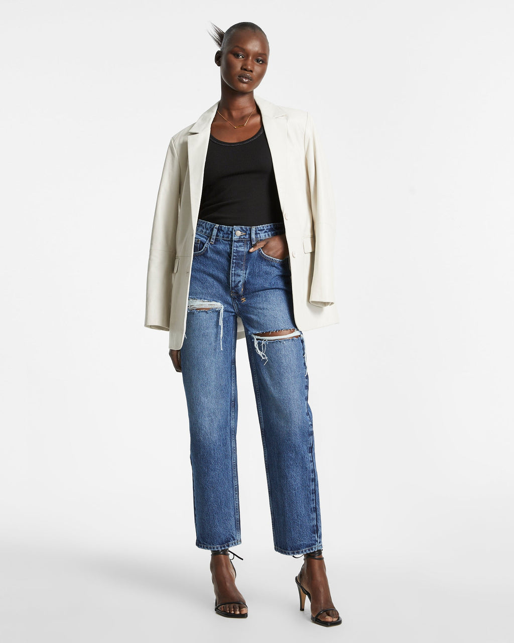 WOMENS BROOKLYN JEAN STELLA SLASHED DENIM JEANS