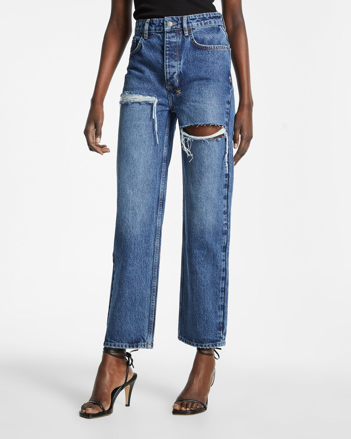 WOMENS BROOKLYN JEAN STELLA SLASHED DENIM JEANS