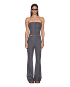 Womens Mondrian Bustier Top Grey Pinstripe Regular Fashion Tops - Grey