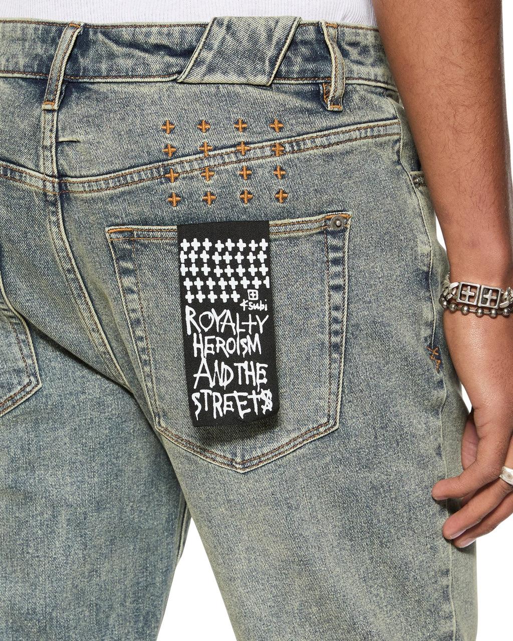 Mens Chitch Stage Dive Caged Slim Denim Jeans - Denim