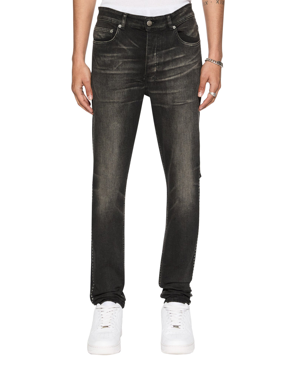 Mens Chitch Tarr Studded Slim Denim Jeans - Black