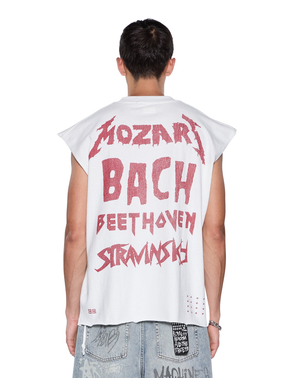 MENS LINE UP EKCESS CUT OFF TEE WHITE/RED TEES