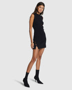 Womens Hex Keyhole Knit Dress Black Fitted Dresses - Black