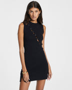 Womens Hex Keyhole Knit Dress Black Fitted Dresses - Black