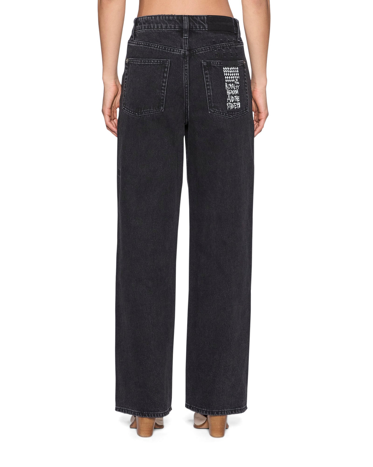 Womens Empire Jean Noir Relaxed Straight Denim Jeans - Black