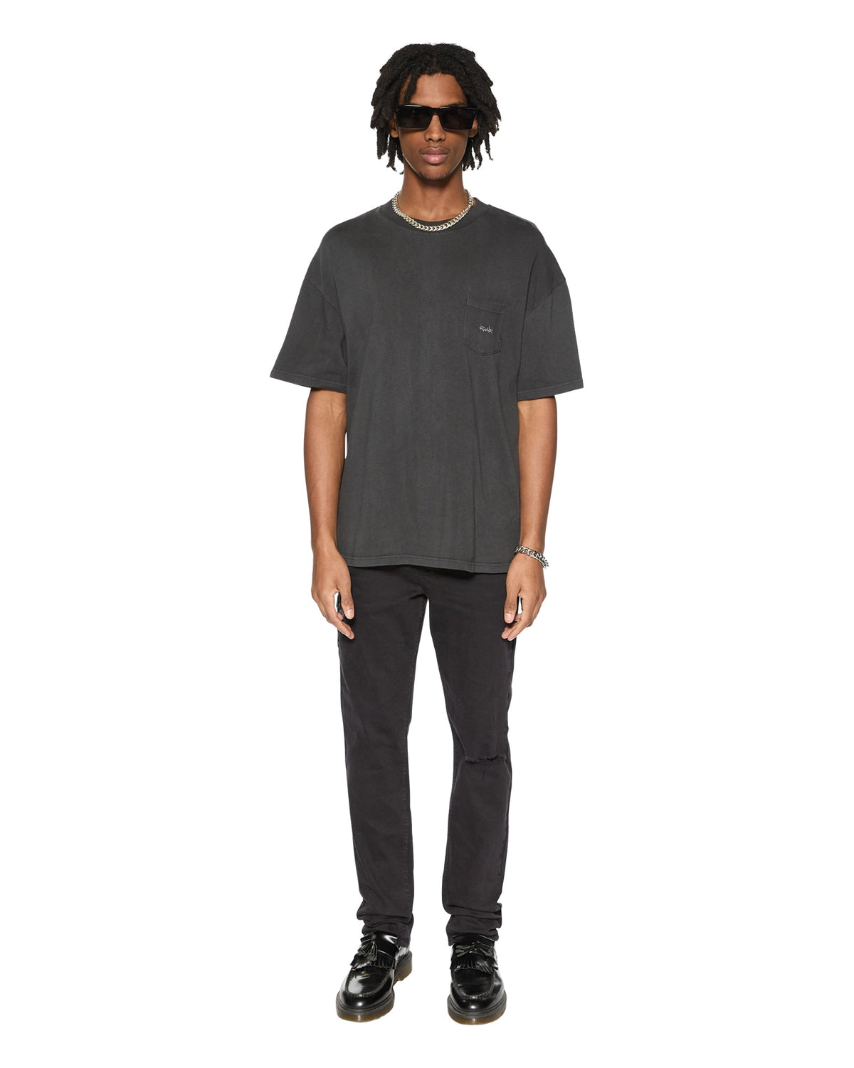 Mens Est Pocket Ss Tee Old Black Regular Tees - Black