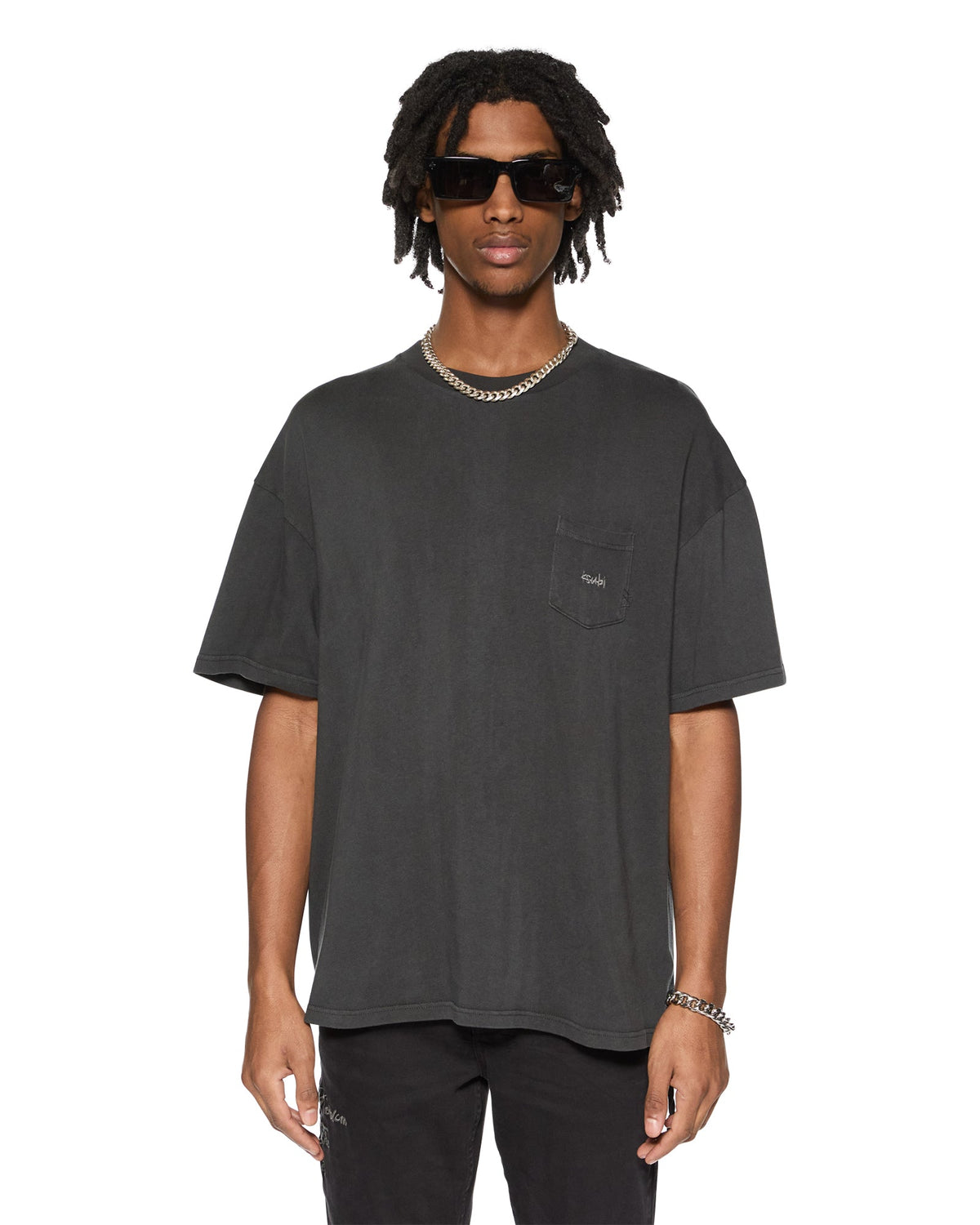 Mens Est Pocket Ss Tee Old Black Regular Tees - Black