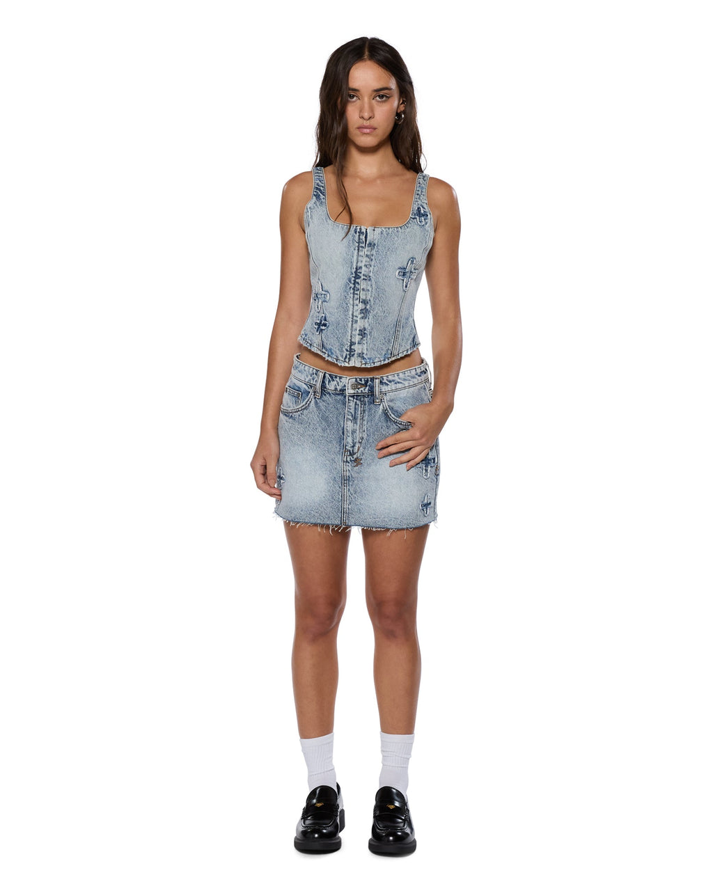 Womens Low Rider Mini Klassic Kraftwerk Slim Skirts - Denim