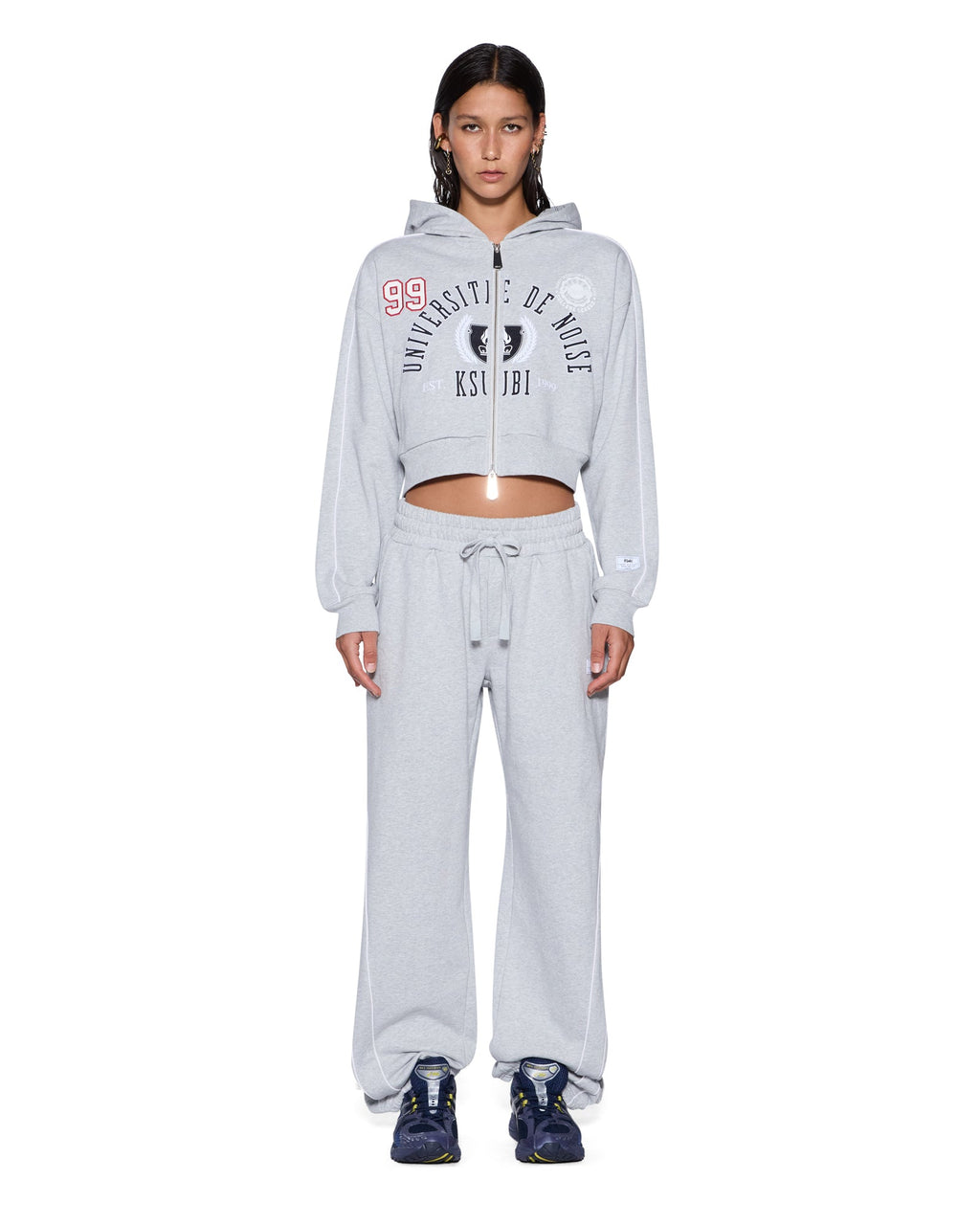 WOMENS CARTER WIDE TRAKPANT GREY MARLE PANTS