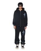 MENS FALSE IDOLS EKCESS ZIP HOODIE JET BLACK FLEECE