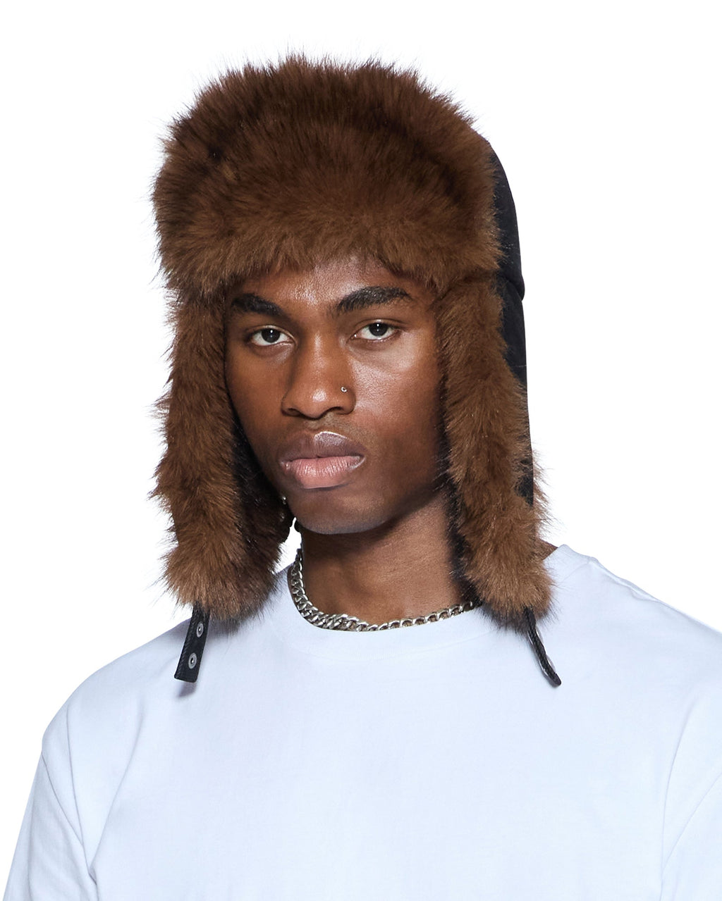 Trapper Hat Flocked Black Headwear - Black