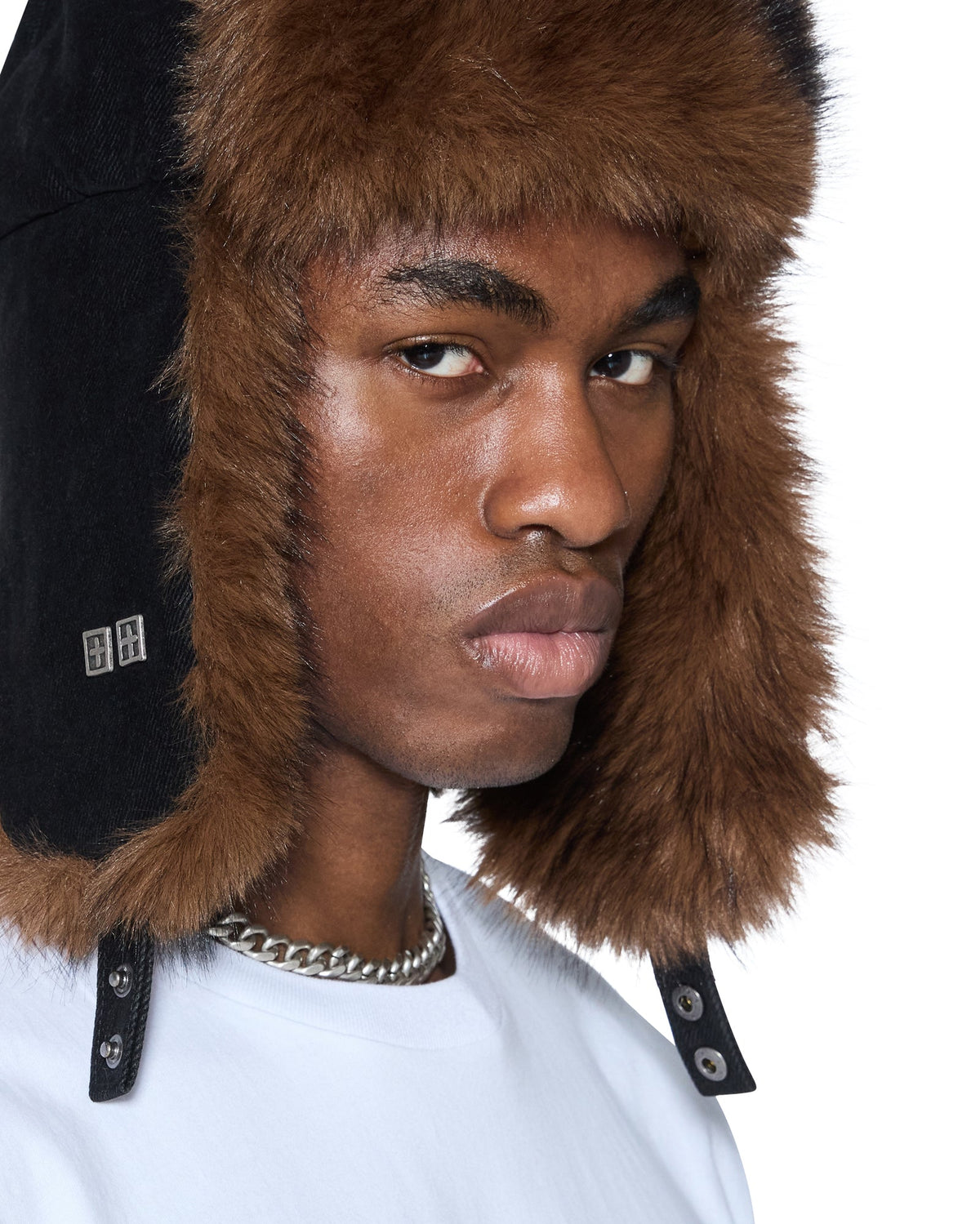 Trapper Hat Flocked Black Headwear - Black