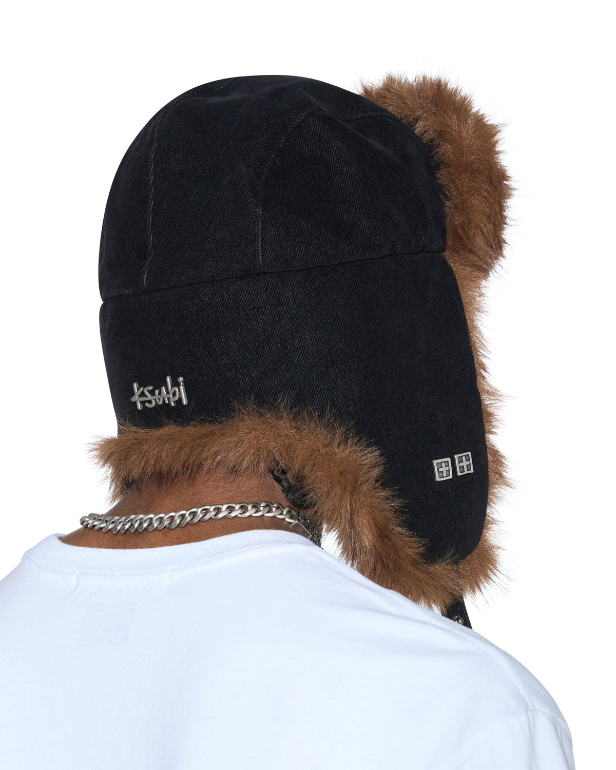 Trapper Hat Flocked Black Headwear - Black