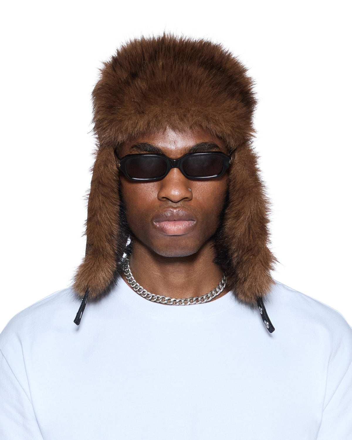 Trapper Hat Flocked Black Headwear - Black