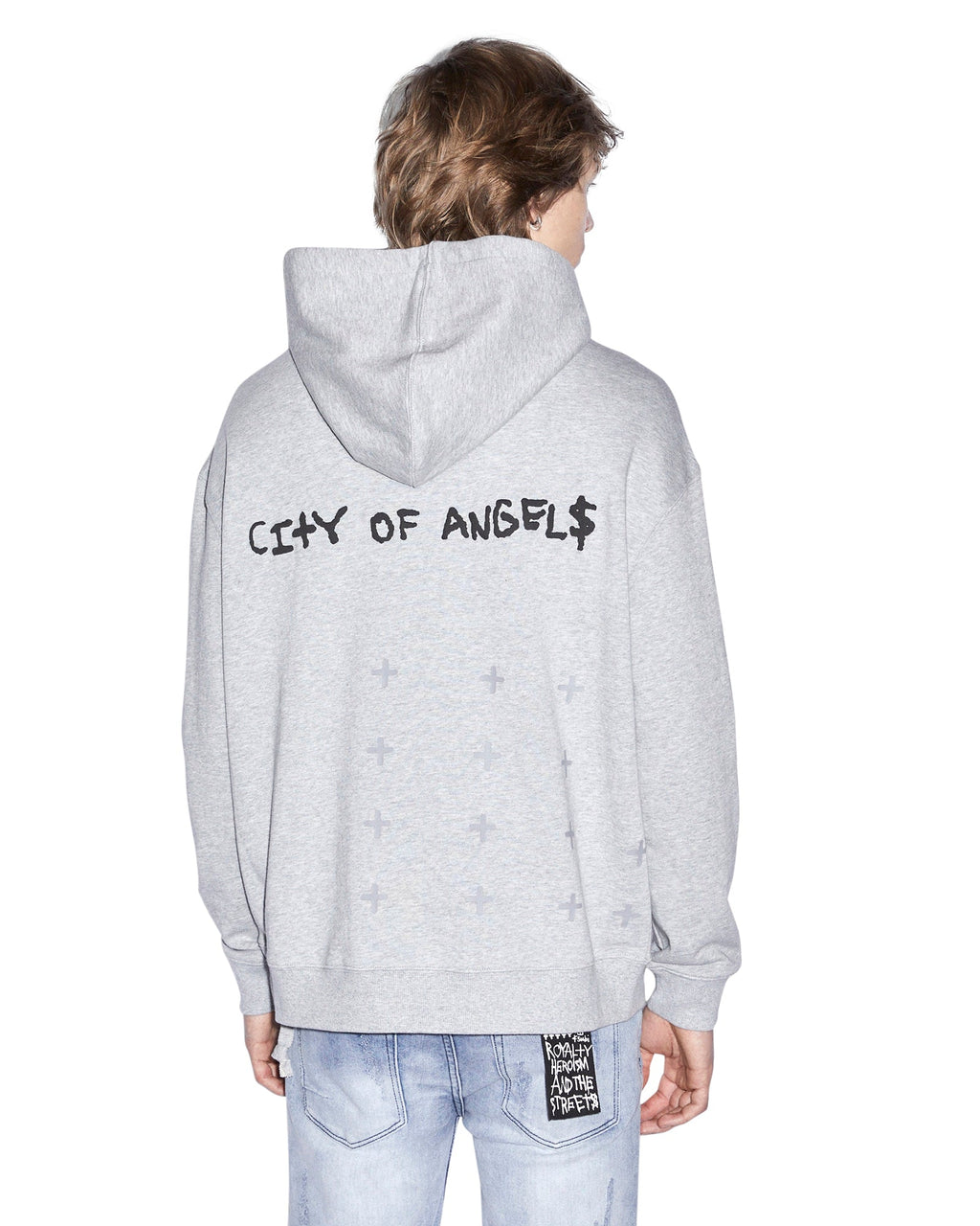 Mens La 4x4 Biggie Hoodie Grey Marle Oversized Fleece - Grey