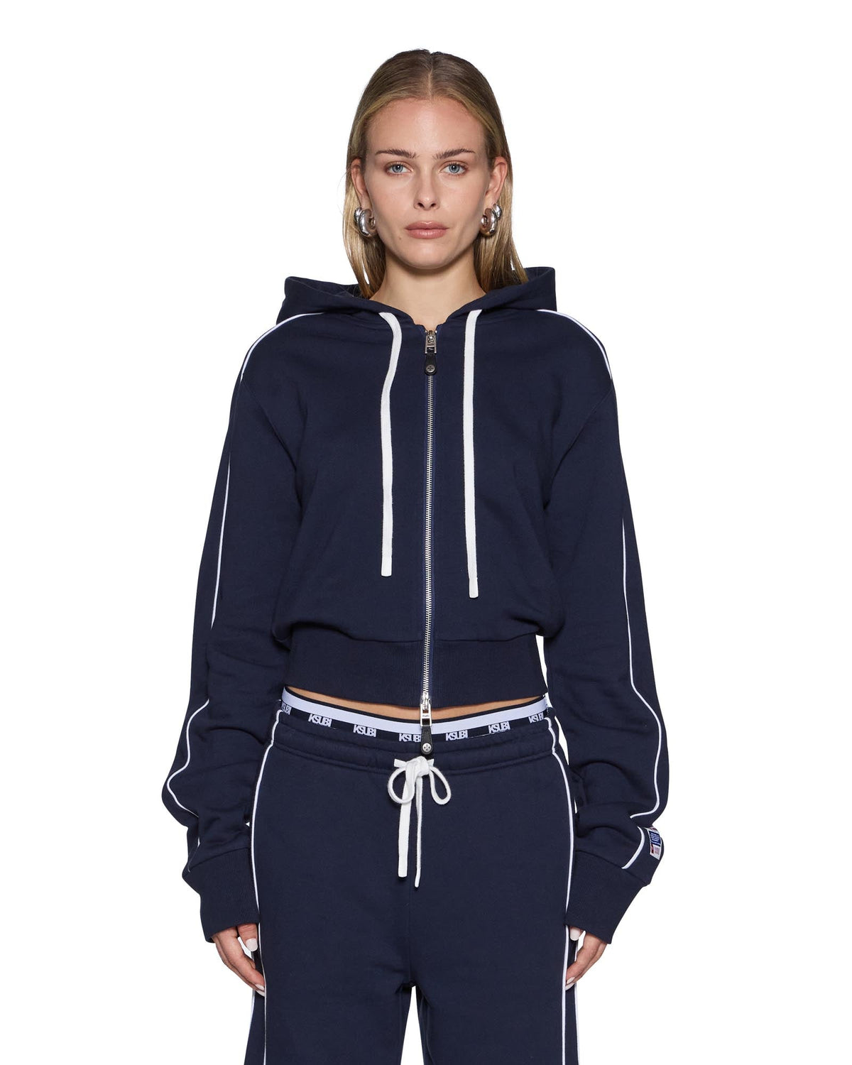 Womens Raceway Carter Slim Hoodie Navy Relaxed Fleece - Navy