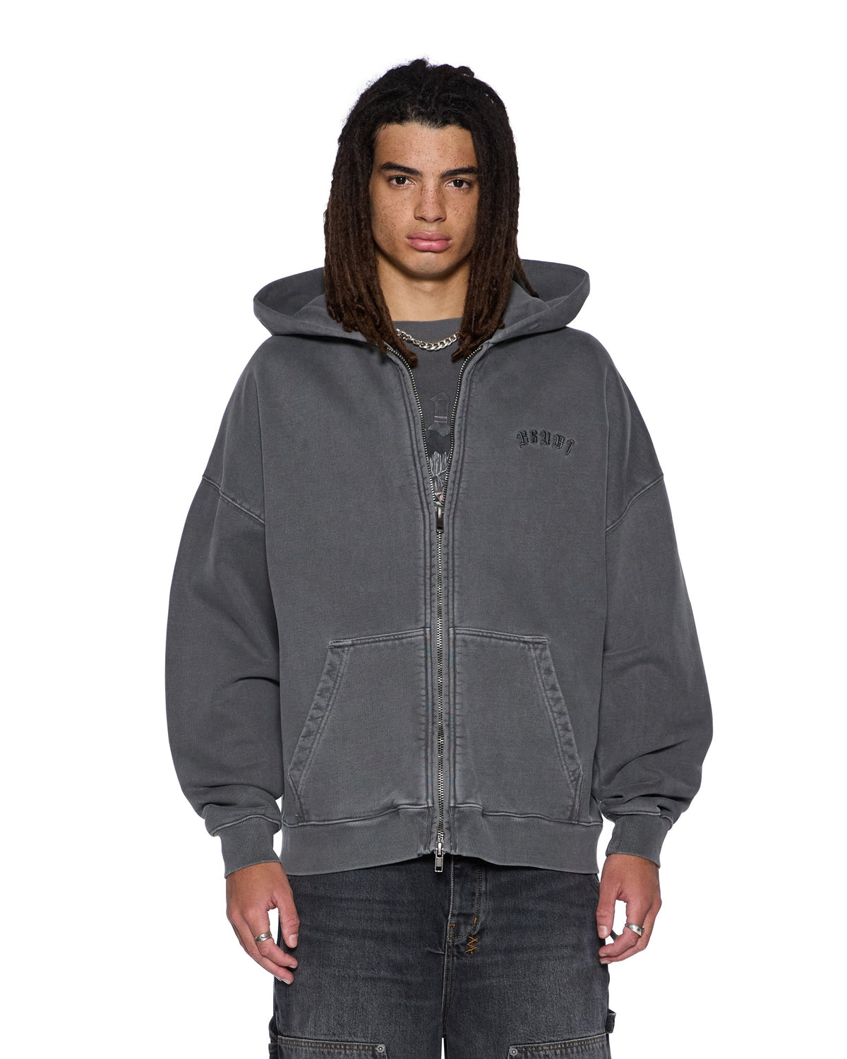 MENS SERPENT EKCESS HOODIE FADED BLACK FLEECE