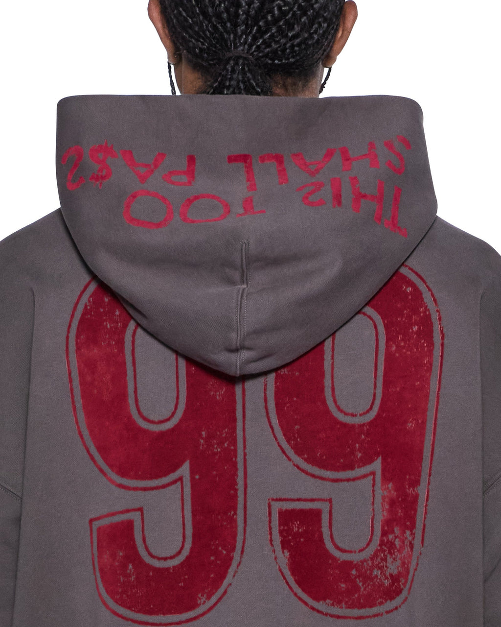 Mens Speedrat Zip Hoodie Ekcess Charcoal Fade Oversized Fleece - Grey