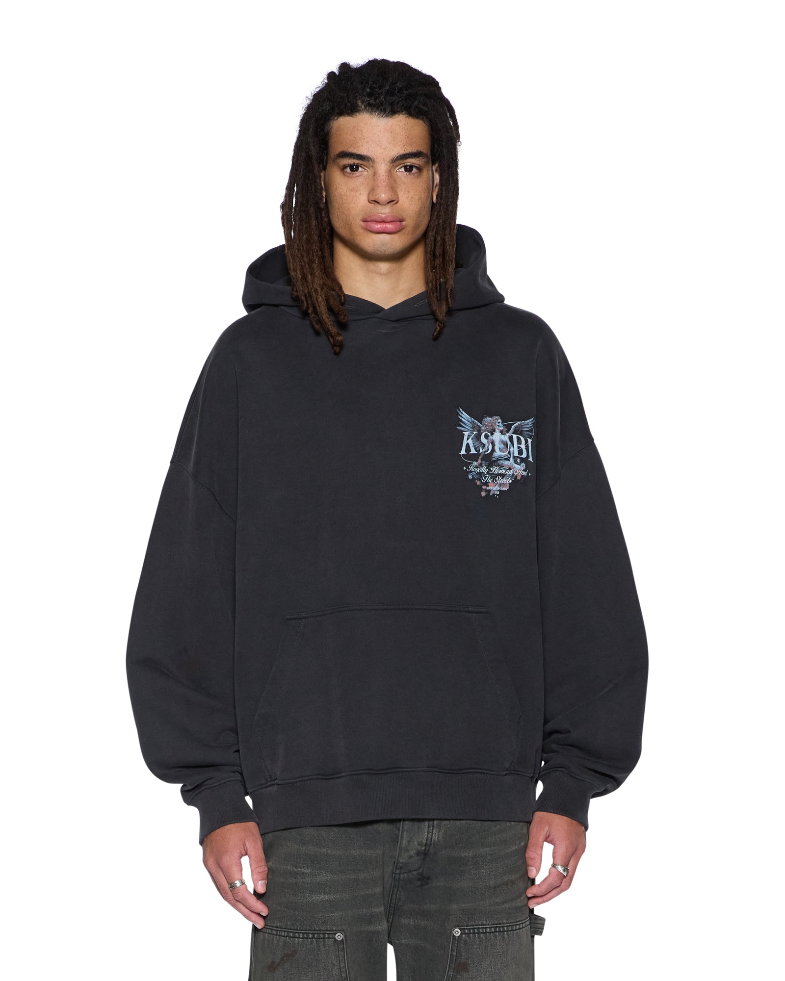MENS  SPIRIT EKCESS HOODIE ACID BLACK OVERSIZED FLEECE