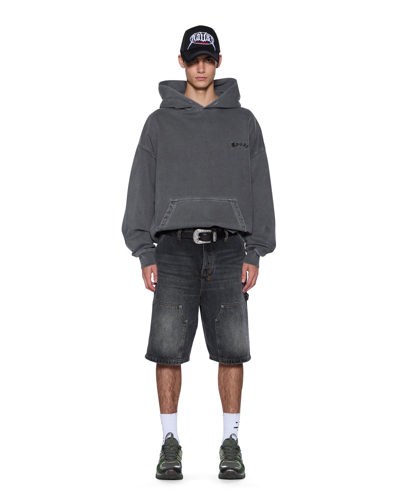 MENS THORNED EKCESS HOODIE CHARCOAL FLEECE