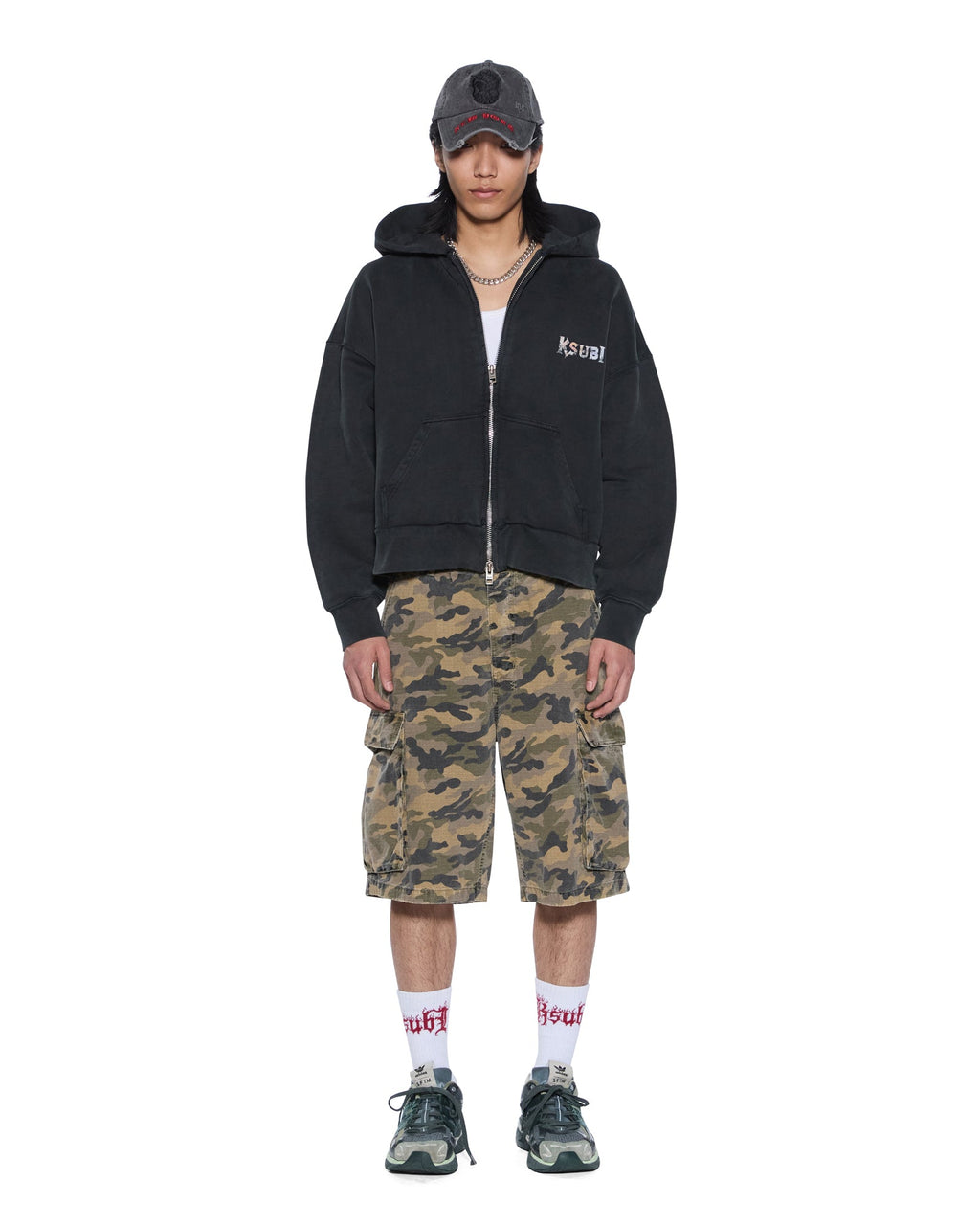 MENS DEATH SNAKE HALEN ZIP HOODIE ASH FLEECE