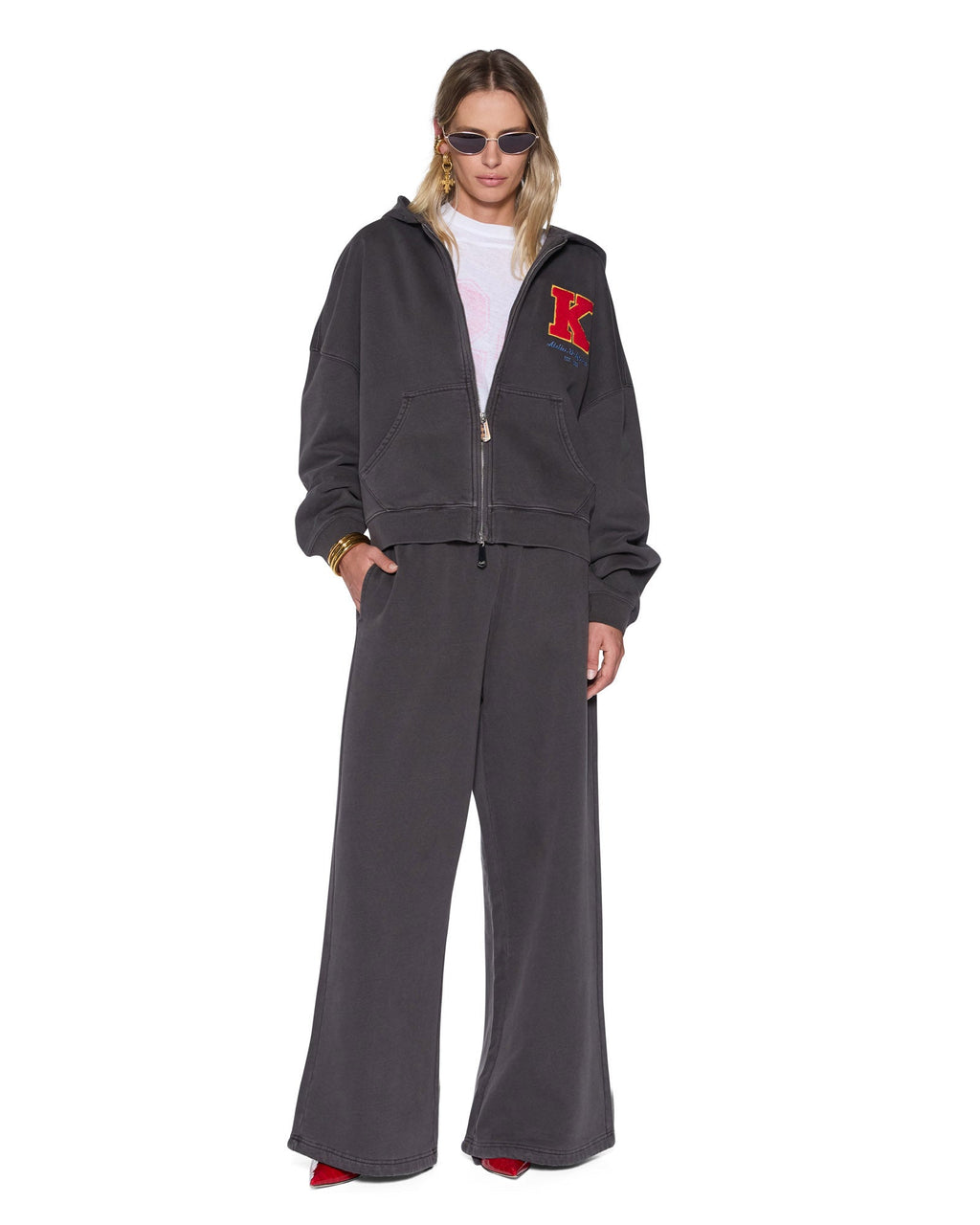 Womens Campus Hoodie Washed Black Boxy Fleece - Black
