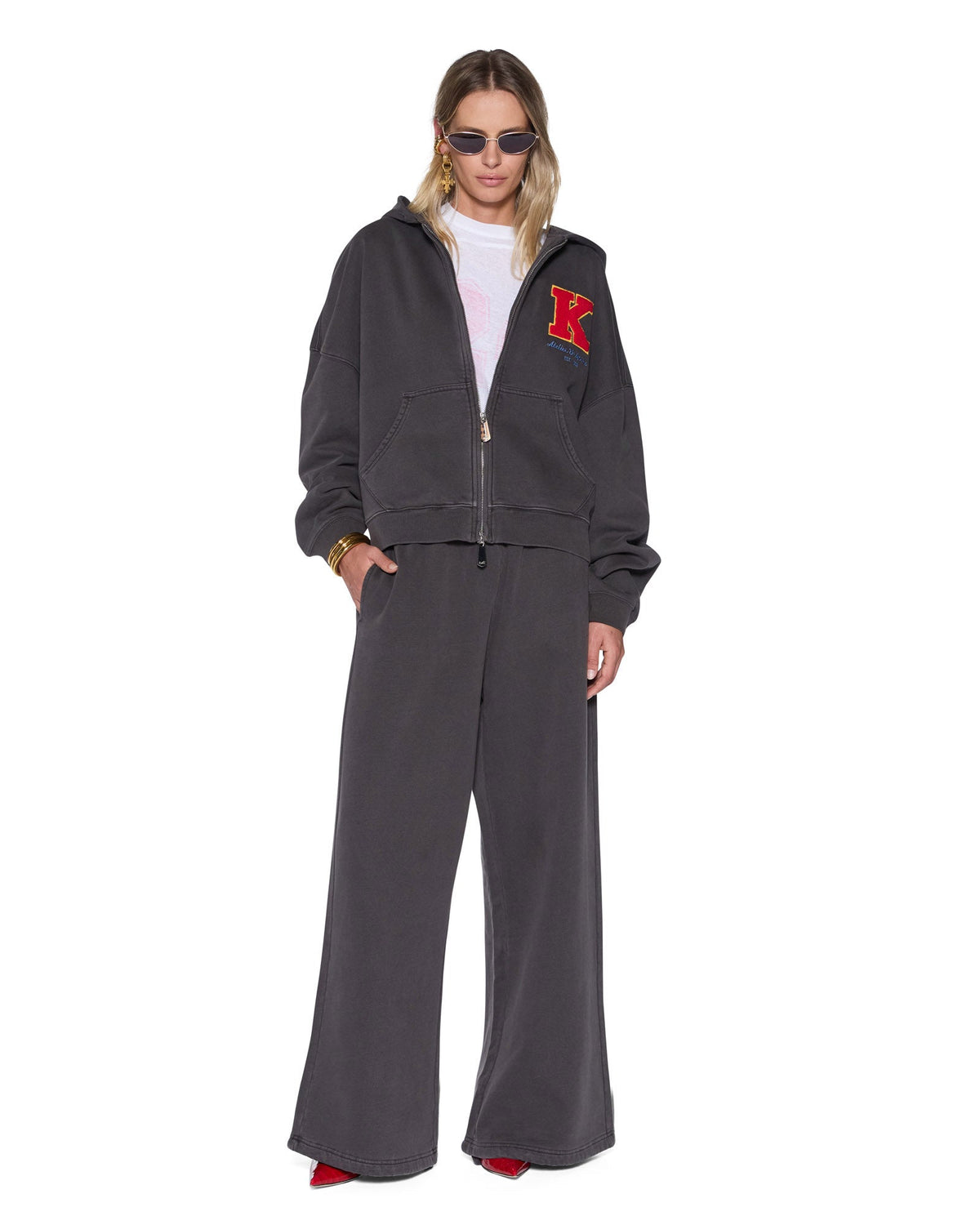 Womens Campus Hoodie Washed Black Boxy Fleece - Black