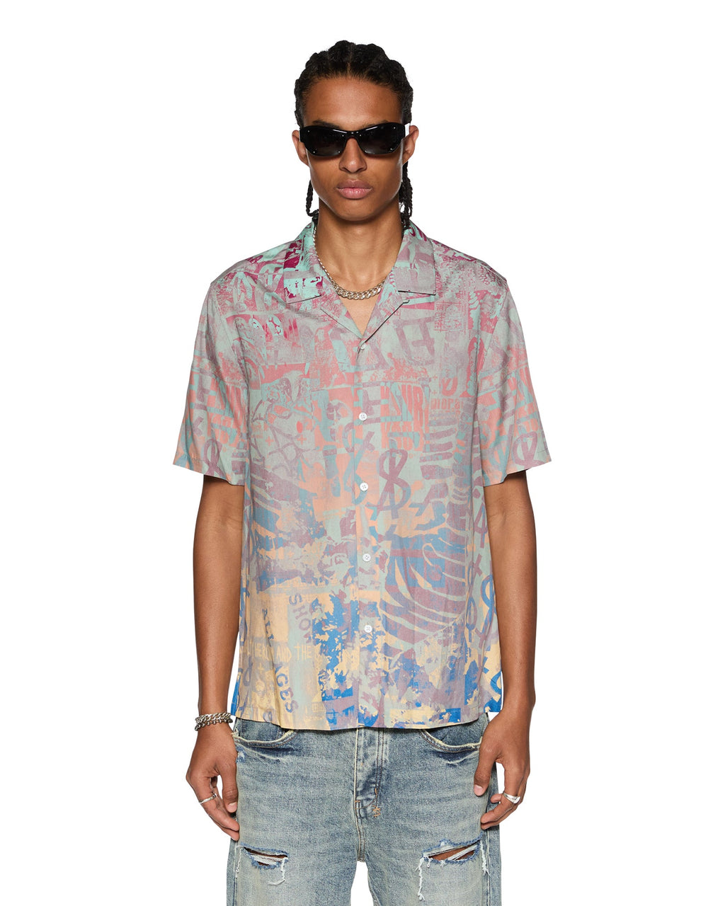 Mens Ikon Mania Resort Ss Shirt Multi Regular Shirts - Multi Colour